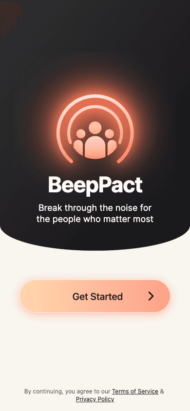 BeepPact's welcome screen